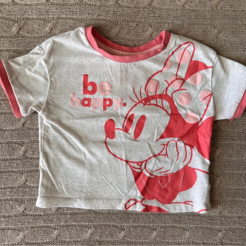 EUC Minnie Mouse Baby Girl Outfit Set, Coral Be Happy, 18 Months